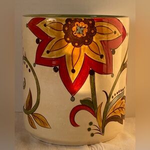 Pier 1 Imports Carynthum Hand Painted Earthenware Utensil Holder